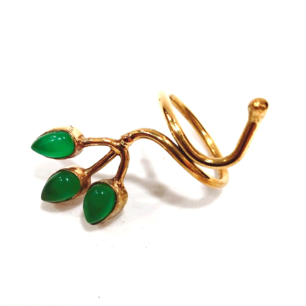 bhr-496-hand-made-brass-ring-greenstone Δαχτυλίδι από μπρούτζο σχέδιο κλαδί δέντρου με πετρούλες πράσινος αχάτης