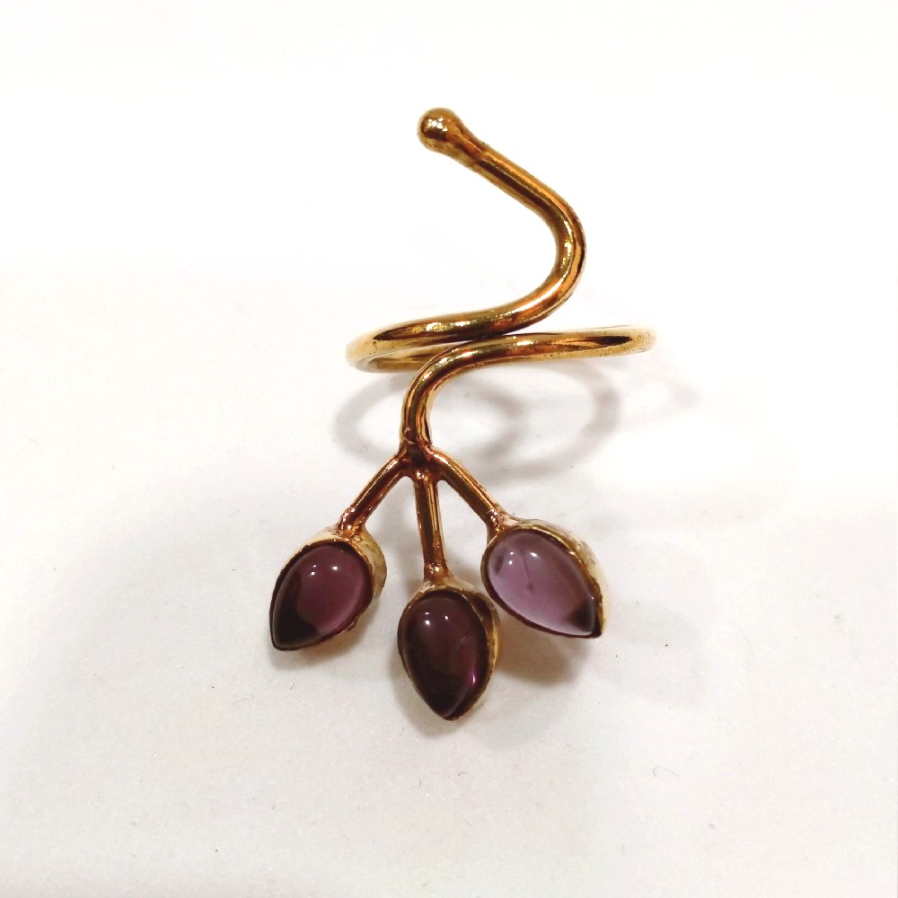 bhr-825-a-handmade-brass-ring-purple-stone(1) Δαχτυλίδι από μπρολυτζο σεσχήμα κλαδί με πετρούλες από αμέθυστο