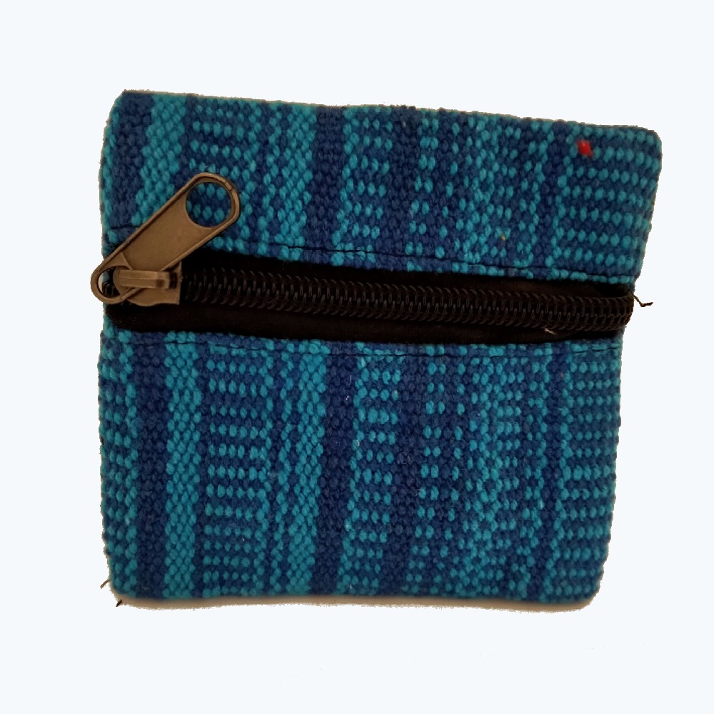 bhw-005-a-small-coin-wallet-nepal Μικρό πορτοφολάκι υφαντό βαμβάκι σε μπλέ αποχρώσεις από Νεπάλ