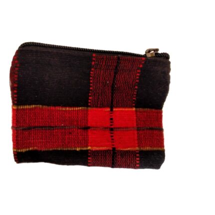 Μικρό πορτοφολάκι για κέρματα υφαντό σε καρό σχέδιο κόκκινο