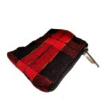 Μικρό πορτοφολάκι για κέρματα υφαντό σε καρό σχέδιο κόκκινο