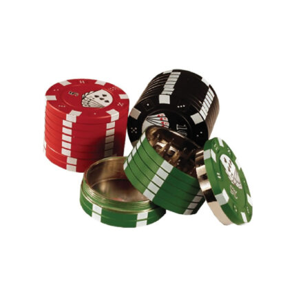 Τρίφτης καπνού μεταλλικός 3 επιπέδων σχέδιο μάρκες πόκερ σε τρία χρώματα