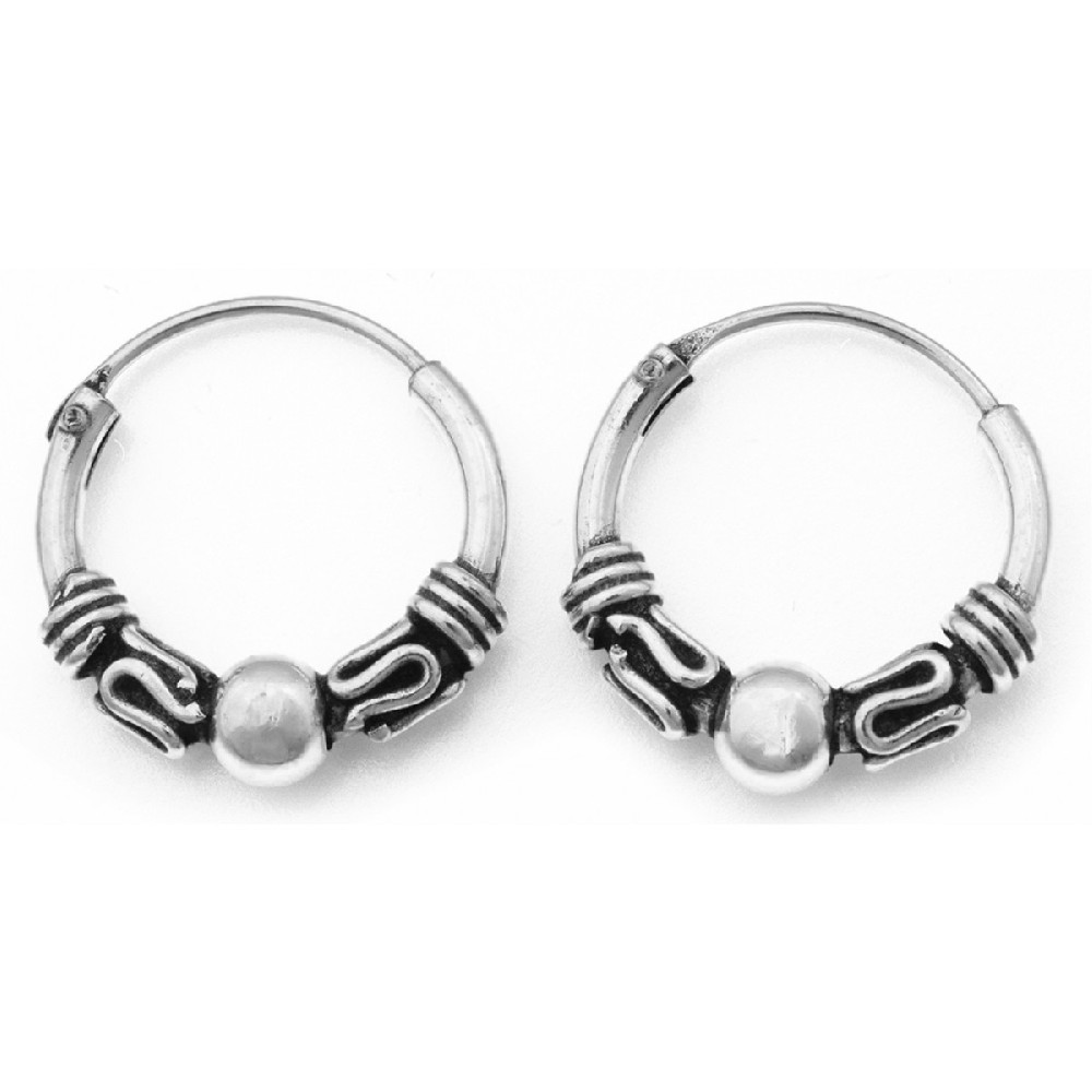 Κρίκος αυτιού με μπίλια μικρός και διπλό μαίανδρο μπαλινέζικο Κρίκος αυτιού με μπίλια μικρός και διπλό μαίανδρο μπαλινέζικο