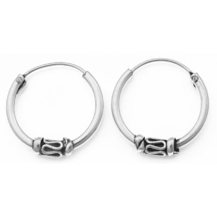 Κρίκος αυτιού από ασήμι με μαίανδρο απλό μονό στο κέντρο μπαλινέζικο