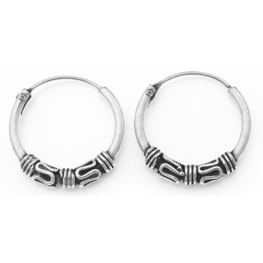 ka-426-silver-earings-bali-style-1,5-x-16mm Κρίκος αυτιού από ασήμι με διπλό μαίανδρο στο κέντρο μπαλινέζικο