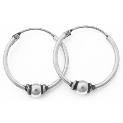 Σκουλαρίκι κρίκος ασήμι με σχέδιο μπίλια στο κέντρο μπαλίνέζικο