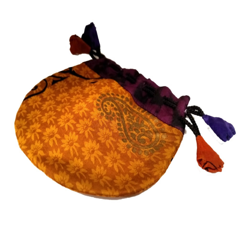 po-211-a-pouch-bag-yellow-flowers Πουγκάκι μικρό χειροποίητο από Ινδία