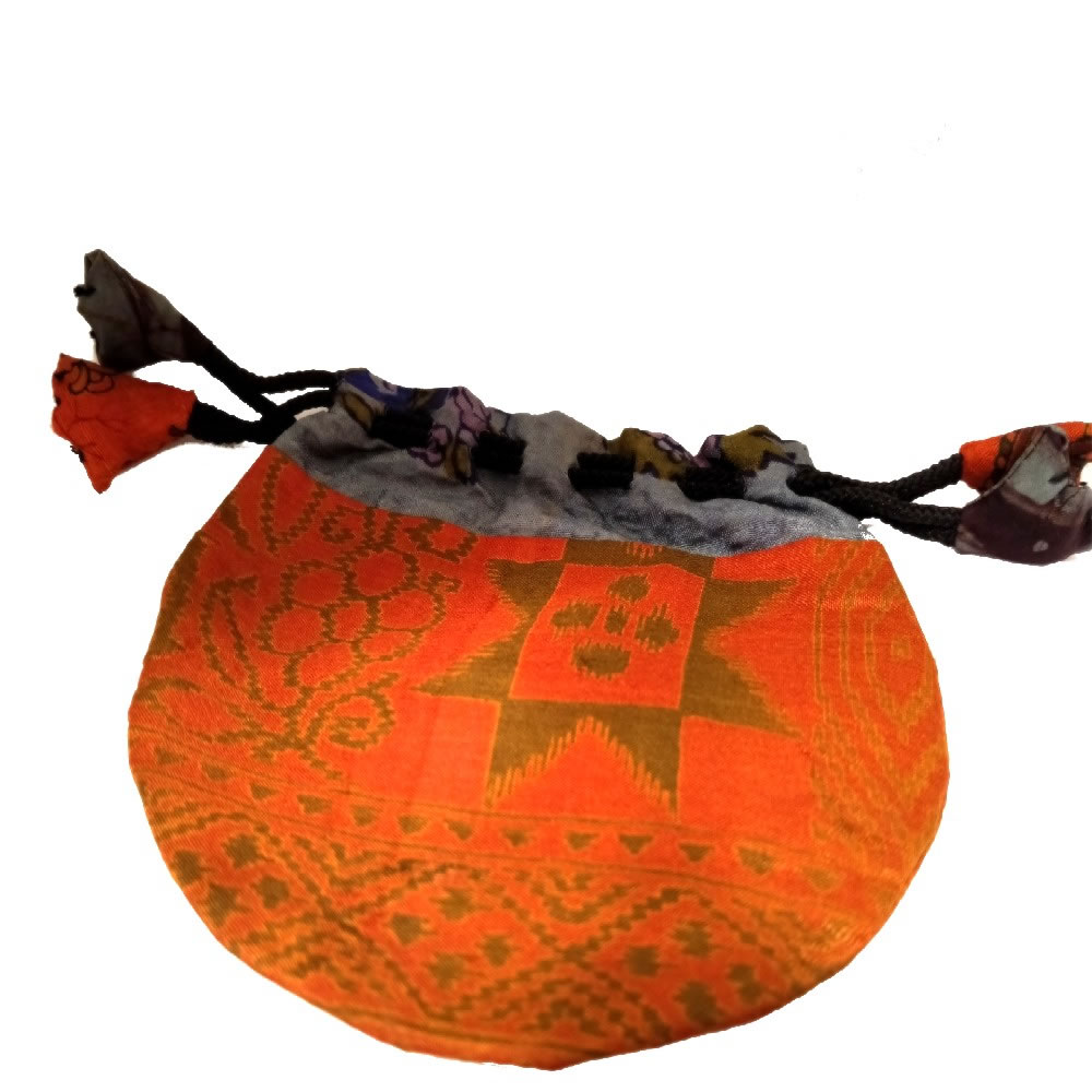 po-602-a-pouch-bags-orange-green Πουγκάκι μικρό χειροποίητο από Ινδία