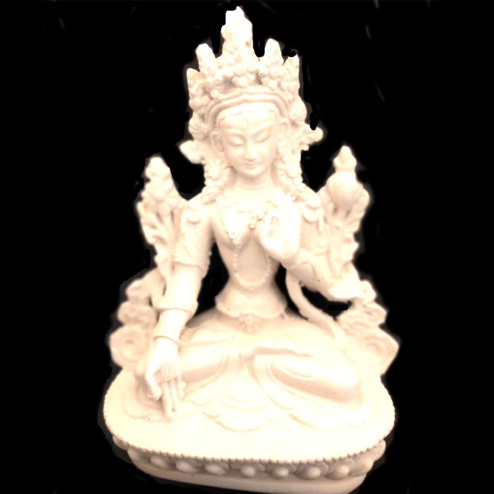 Αγαλματίδιο από πολυρεσίνη με την λευκή Τάρα σε λωτό.Από Ινδία. Αγαλματίδιο από πολυρεσίνη με την λευκή Τάρα σε λωτό.Από Ινδία.