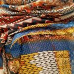 Φουλάρι για το λαιμό σε μέγεθος πασμίνας με διάφορα σχέδια βάση χρώματος κίτρινο λεπτό πολυεστέρας