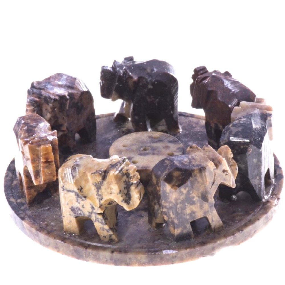 bsel-01-a-base-elephants-sticks Βάση για αρωματικά στικ ελέφαντες σε κύκλοαπό φυσική σαπουνόπετρα Ινδίας