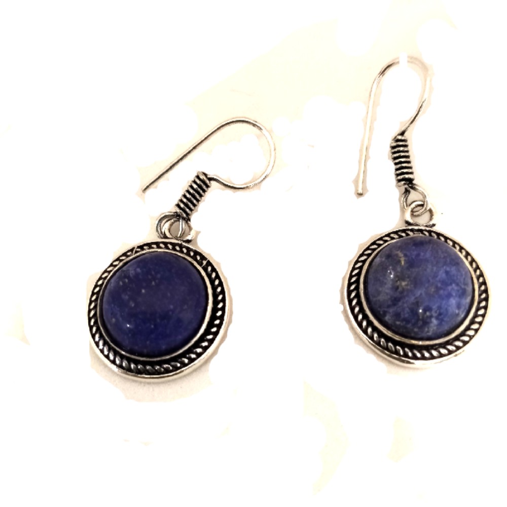 wber-854-a-white-brass-earrings-cycle-lapis Σκουλαρίκια έθνικ από λευκό μπρούτζο κρεμαστό σχέδιο κύκλος με ημιπολύτιμη πέτρα λάπις