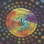 Πάντα τοίχου, πανό ,ριχτάρι σε μαύρο χρώμα με σχέδιο ψυχεδελικό φύλλο