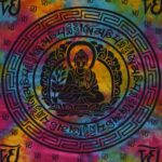 Πάντα τοίχου, πανό ,ριχτάρι σε μαύρο χρώμα με σχέδιο Βούδα σε διαλογισμό