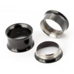 Streching double flared tunnel surgical steel 3 mm 14 mmσε μαύρο χρώμα