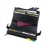 Πορτοφόλι μεγάλο με πολλές θήκες καρτών σε μαύρο χρώμα , με σχέδιο γυναίκα του Πικασό