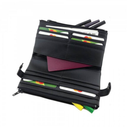 Πορτοφόλι μεγάλο με πολλές θήκες καρτών σε μαύρο χρώμα , με σχέδιο γυναίκα του Πικασό