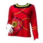 Μπλούζα γυναικεία σε κόκκινο χρώμα με πράσινες γραμμές και σχέδια