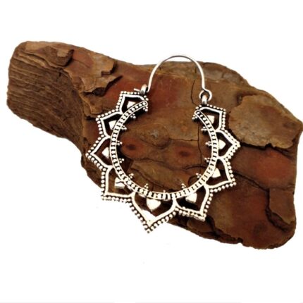 Σκουλαρίκια κρεμαστά από λευκό μπρούτζο εθνικ στυλ