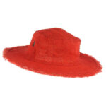 καπέλο χειροποίητο από κλωστική κάνναβη και βαμβάκι unisex σε κόκκινο χρώμα