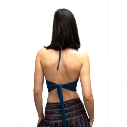 Καλοκαιρινό τοπάκι από βαμβάκι σε λαδί χρώμα με σχέδιο μαντάλα δεσιμο στο λαιμό και χαμηλά πίσω στην πλάτη