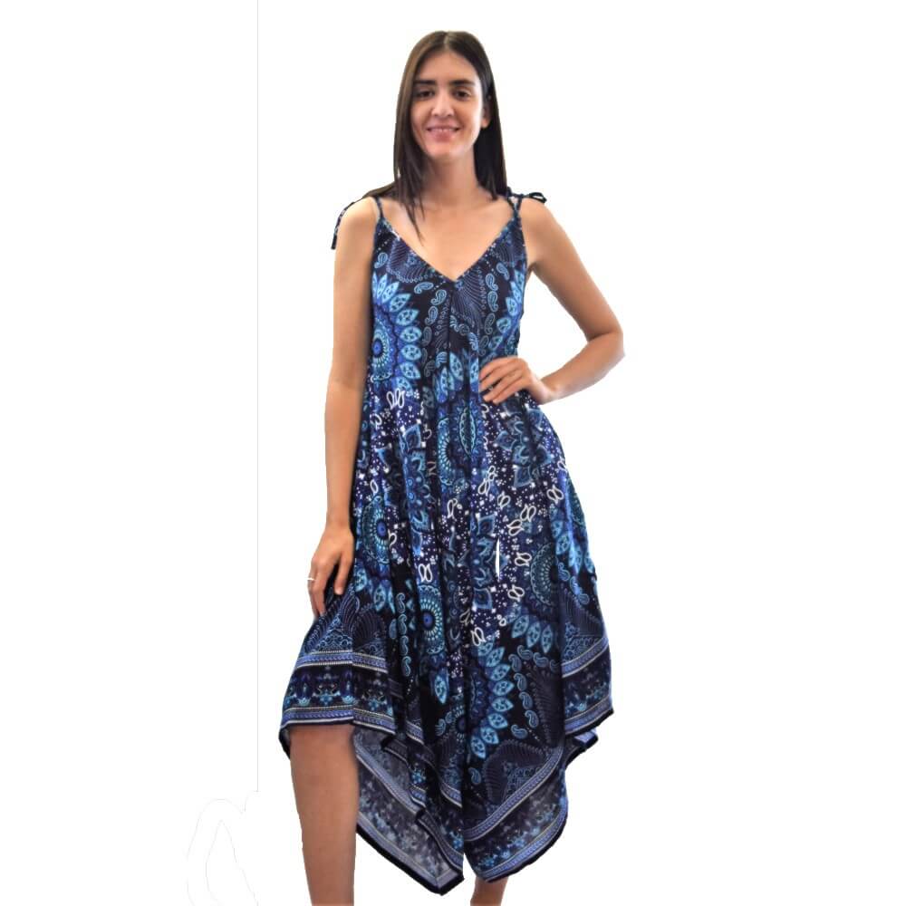 rjd-318-jumpsuit-blue-colors-adict- Παντελόνα ολόσωμη φαρδιά σε μπλέ χρώμα με σχέδια μαντάλα από ρεγιόν ύφασμα χειροποίητη από Ταϊλάνδη