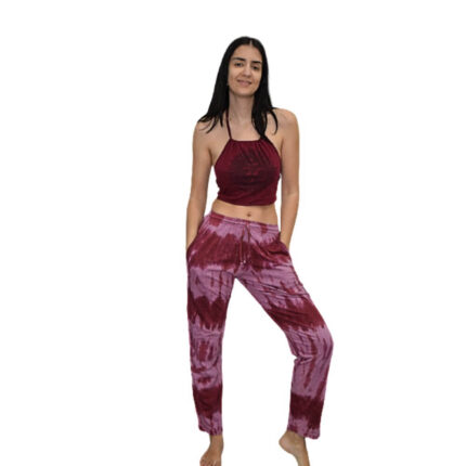 παντελόνι γυναικείο άνετο καθημερινό με λάστιχο , τσέπες και κορδόνι στην μέση σε υπέροχο ρόζ χρώμα