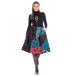 Platinum Fashion φούστα χειμερινή πολύχρωμη σε μίντι γραμμη κλος με τσέπες στο πλάι από βαμβάκι