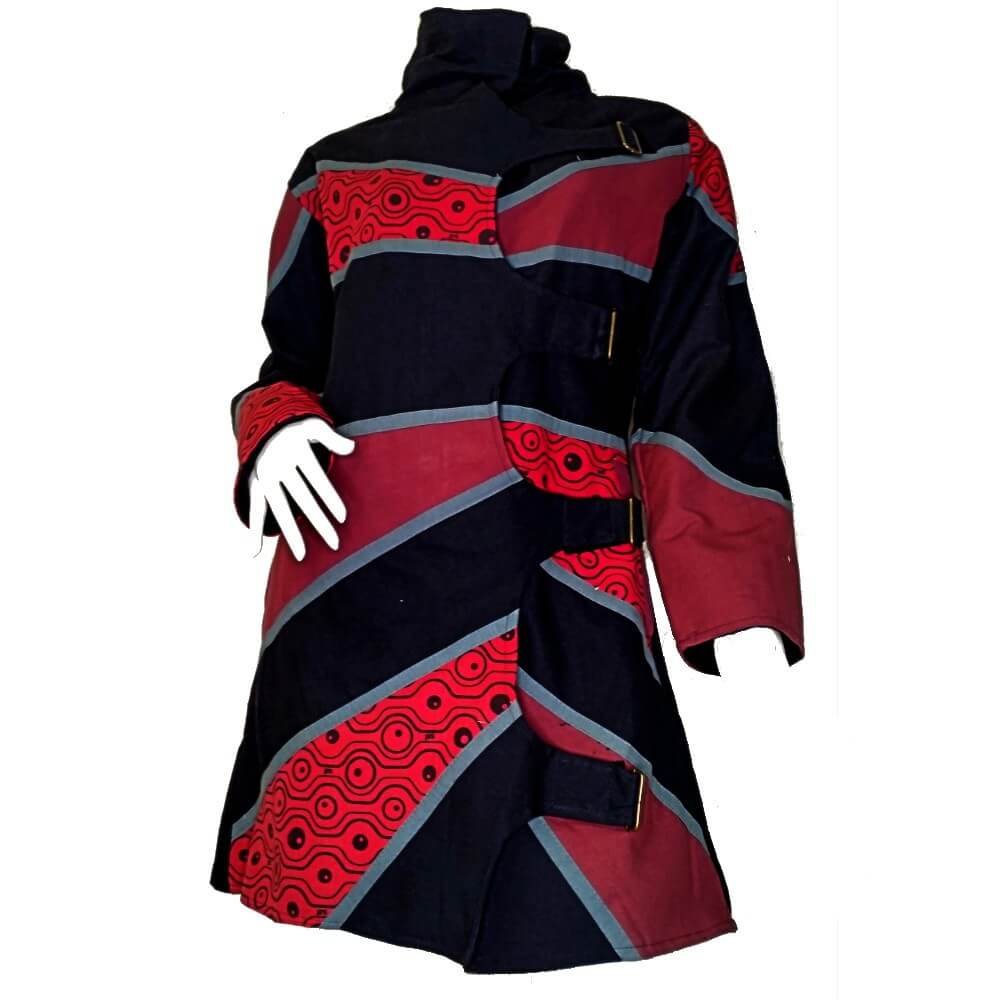 Γυναικείο ημίπαλτο τζάκετ από βαμβάκι με επένδυση φλις, κλέινει εσωτερικά με φερμουάρ και εξωτερικά με κουμπιά σε υπέροχο μαύρο χρώμακαι κοκκινα με γκρί μοτίβα Γυναικείο ημίπαλτο τζάκετ από βαμβάκι με επένδυση φλις, κλέινει εσωτερικά με φερμουάρ και εξωτερικά με κουμπιά σε υπέροχο μαύρο χρώμακαι κοκκινα με γκρί μοτίβα