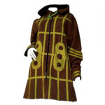 Γυναικείο ημίπαλτο τζάκετ από βαμβάκι με επένδυση φλις, κλέινει εσωτερικά με φερμουάρ σε υπέροχο καφέ χρώμα και πράσινα μοτίβα