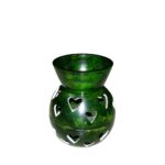 Καυστήρας καύσης ελαίων αρωματισμού χώρου από φυσική σαπουνόπετρα σε πράσινο χρώμα και σχέδιο καρδιές.