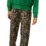 Παντελόνι γυναικείο με φαρδύ μπατζάκι μπάσκα στην μέση και σφηκοφωλιά σε υπέροχο σχέδιο λευκό μίνιμαλ γραμμές Της ισπανικής εταιρείας Xantk.