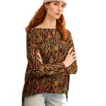 Μπλούζα με μακρύ μανίκι σε καφέ απόχρωση και σχέδιο αποχρώσεις τίγρης σε καμβά