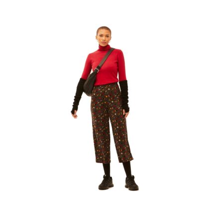 Παντελόνα σε γκρί χρώμα με ελαστική μέση και σχέδιο χρώματα από καλειδοσκόπιο από πολυεστέρα